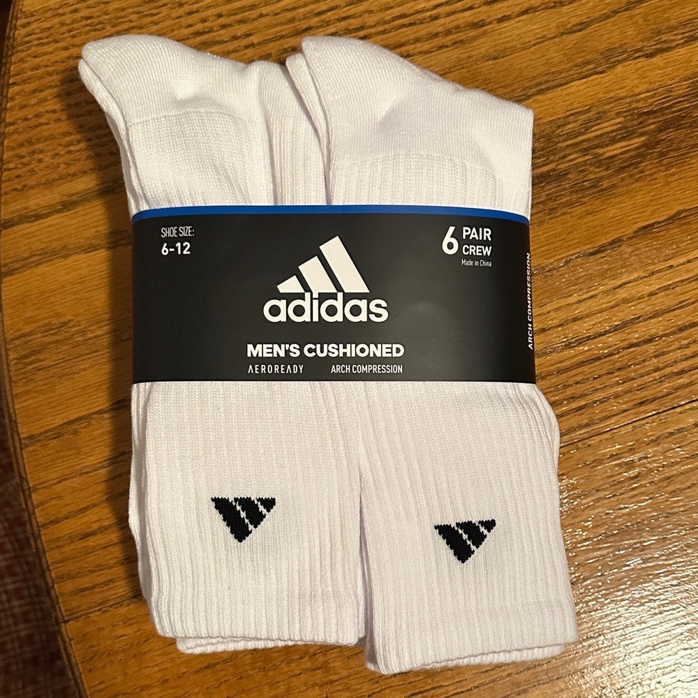 Adidas Men's Cushioned Crew Socks - White and Black Accents